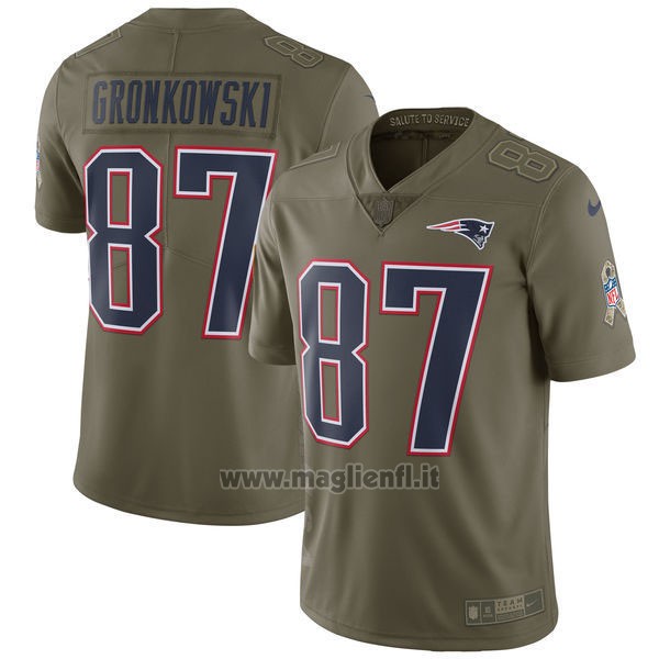 Maglia NFL Limited Bambino New England Patriots 87 Gronkowski 2017 Salute To Service Verde
